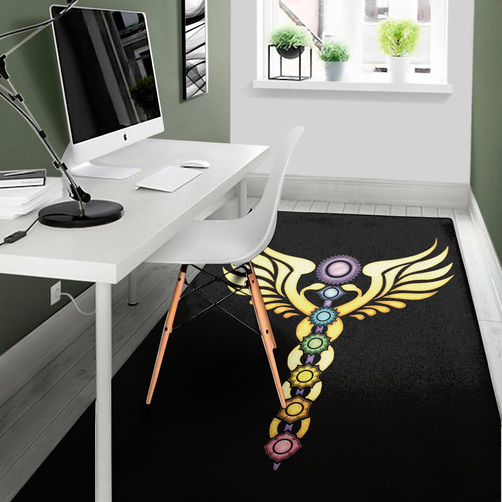 the seven chakras caduceus print area rug floor decor 7744