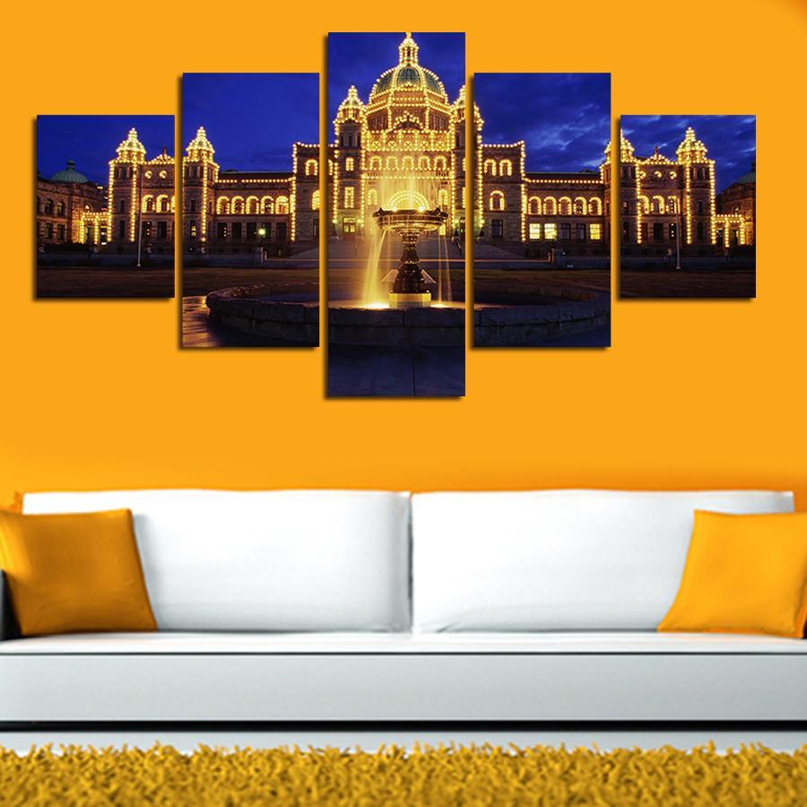 the shine of architecture abstract 5 panel canvas art wall decor 4345