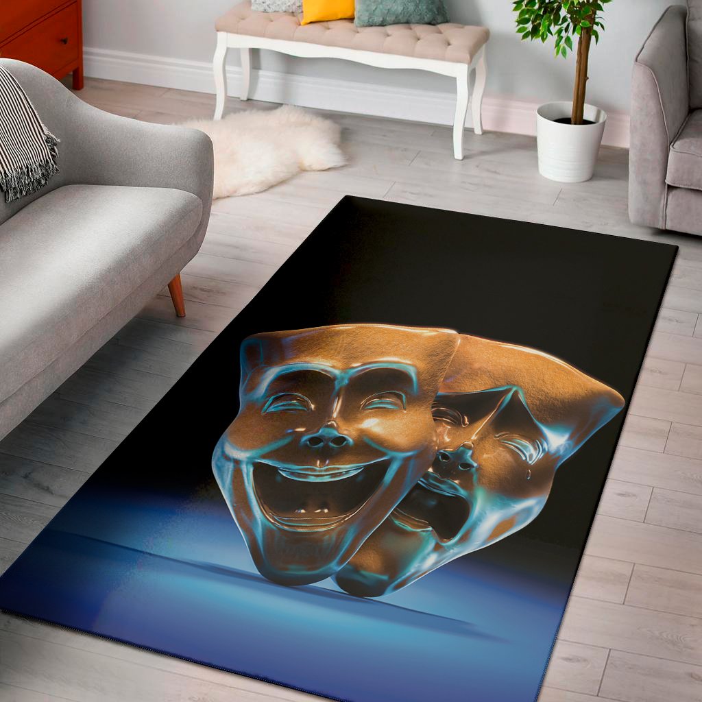 the sock and buskin theatre masks print area rug floor decor 5367