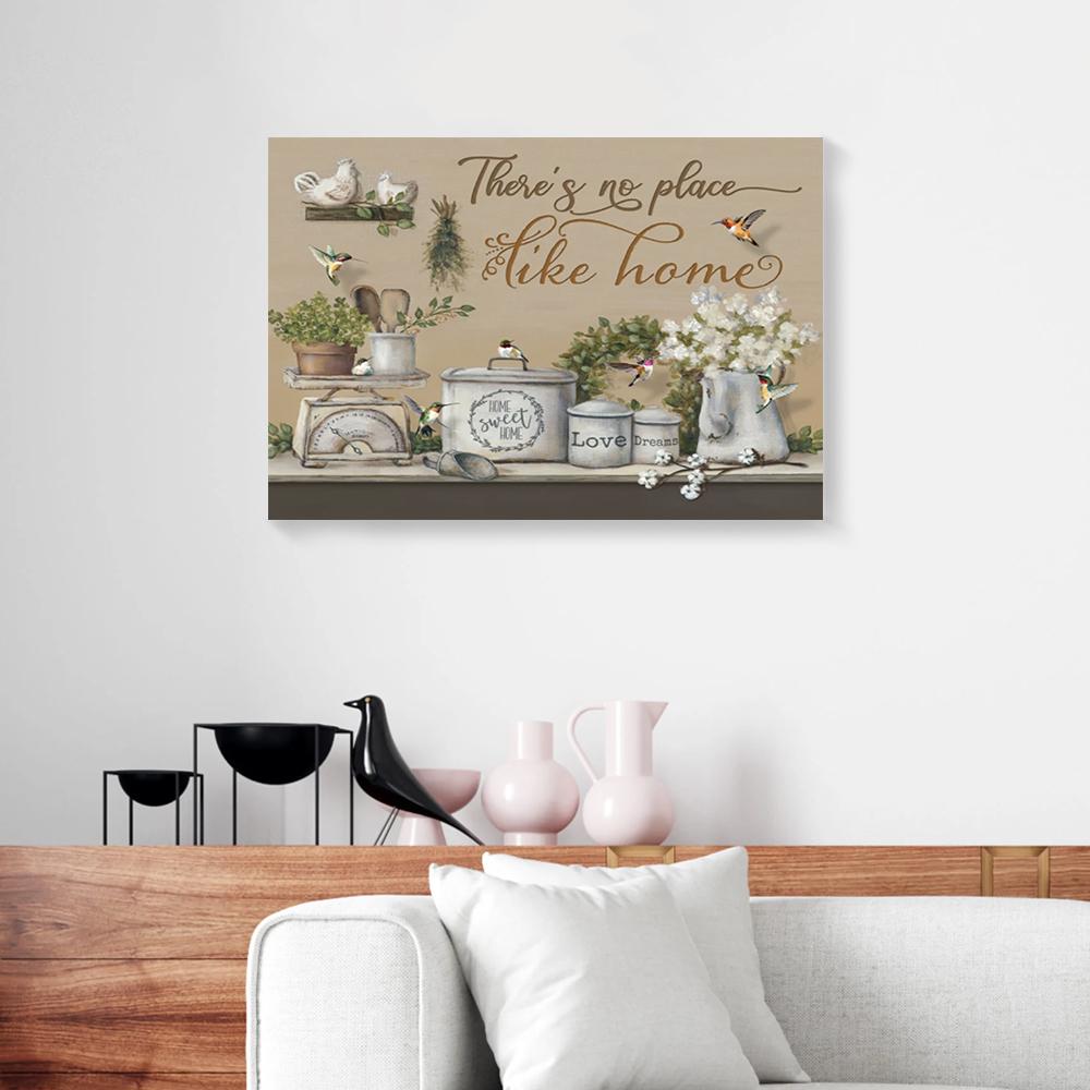there is no place like a home kitchen hummingbird canvas 1910