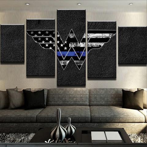 Thin Blue Line Wonder Women - Abstract 5 Panel Canvas Art Wall Decor thin blue line wonder women abstract 5 panel canvas art wall decor 6841