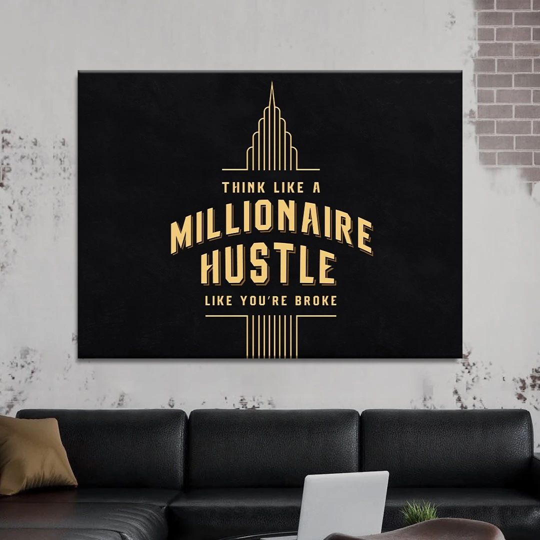 Think Like Millionaire Motivational Positive Canvas Print - Wall Art Decor think like millionaire motivational positive canvas print wall art decor 1326