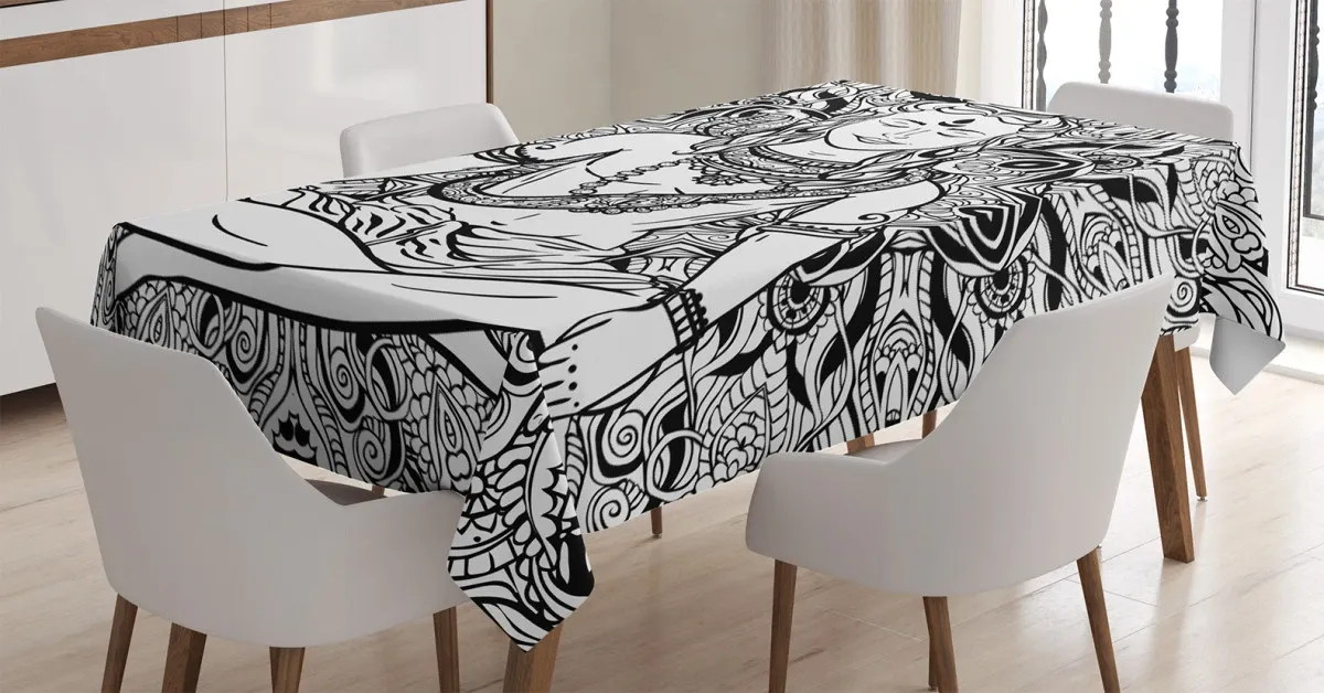 third eye mandala sketch 3d printed tablecloth table decor 2546