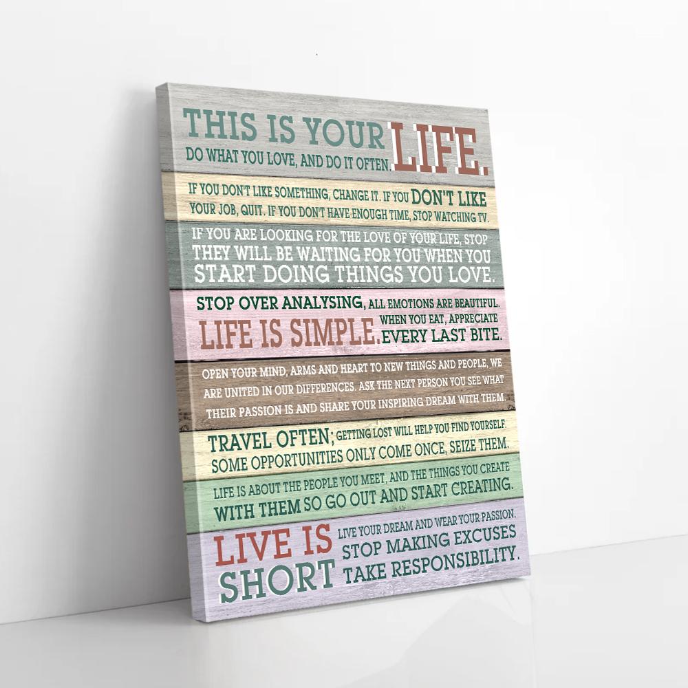 this is your life do what you love life is simple motivation canvas prints wall art decor 1350
