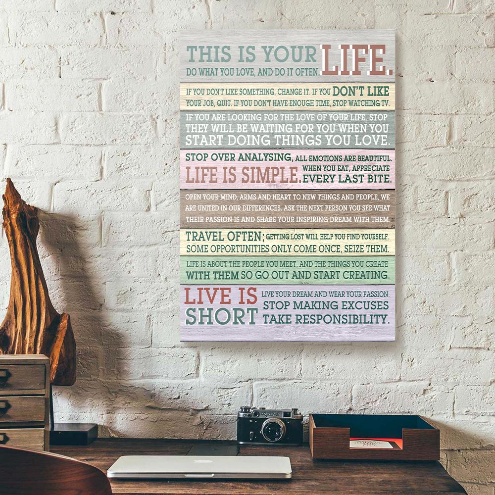 this is your life do what you love life is simple motivation canvas prints wall art decor 3100