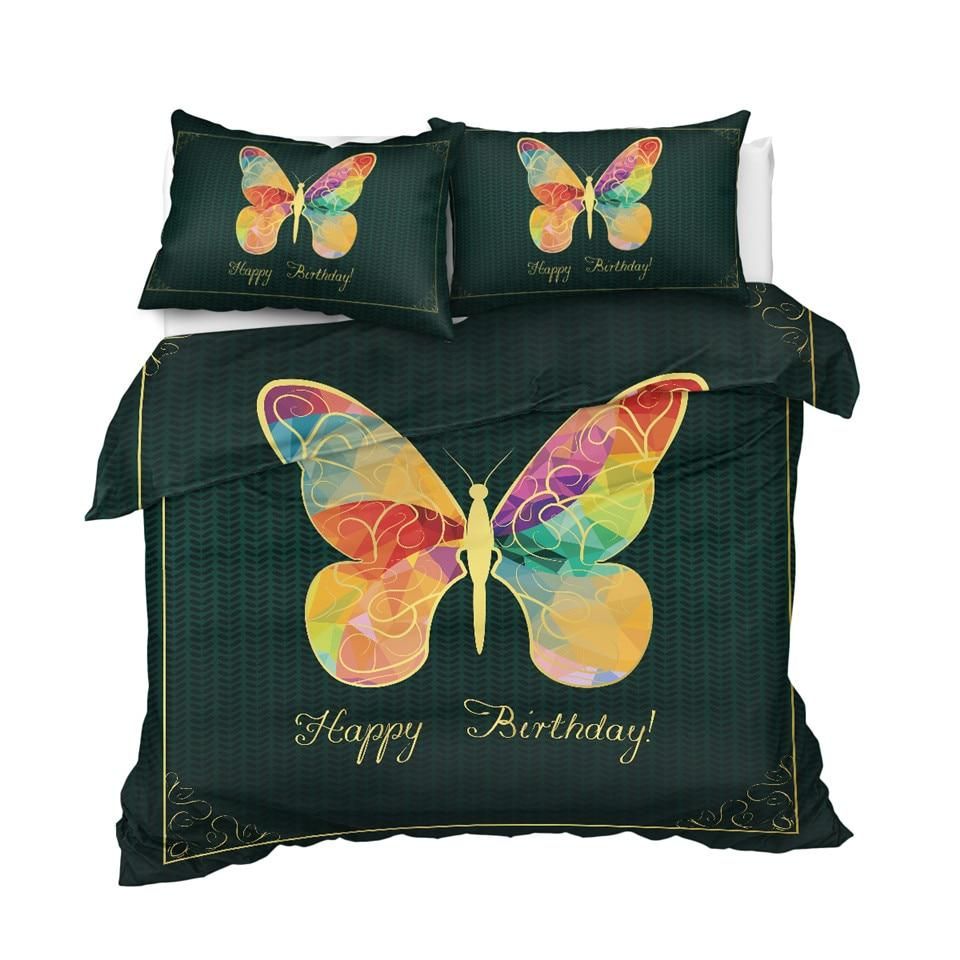 Tie Dye Butterfly Happy Birthday Duvet Cover Bedding Set tie dye butterfly happy birthday duvet cover bedding set 2889