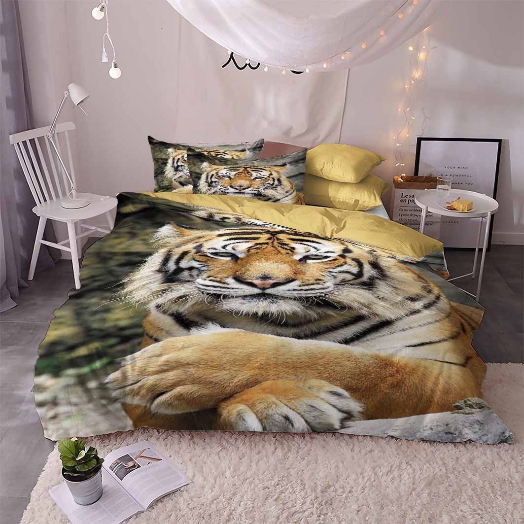 tiger lazy printed bedding set bedroom decor 8048