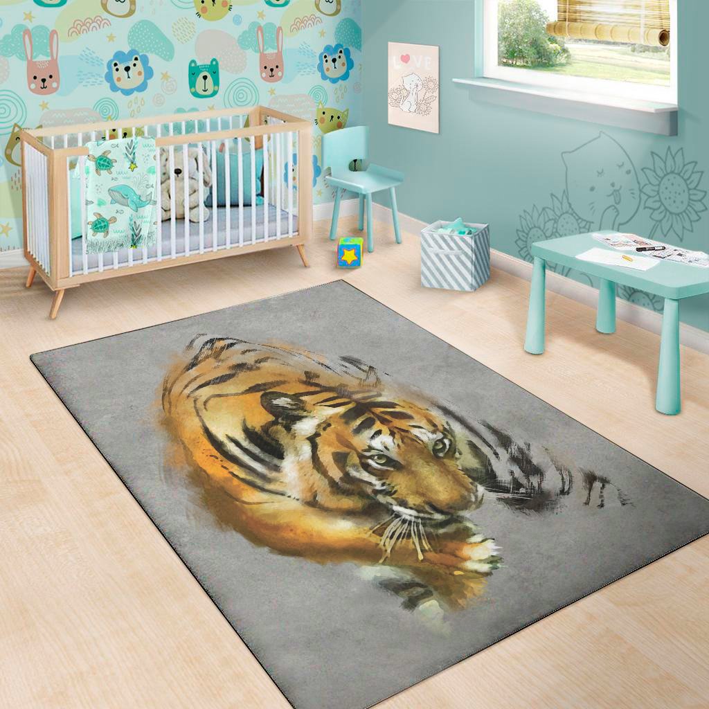 tiger painting print area rug floor decor 5453