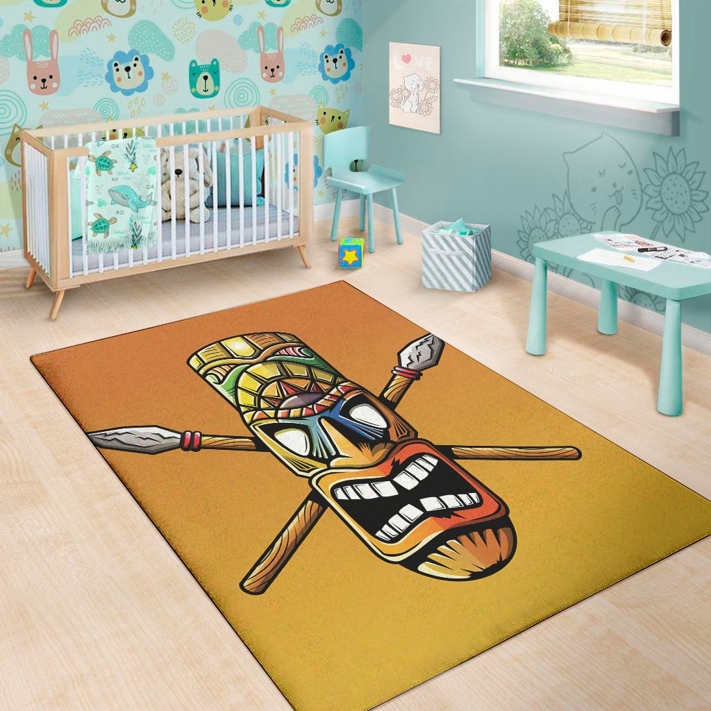 tiki totem print area rug floor decor 1337