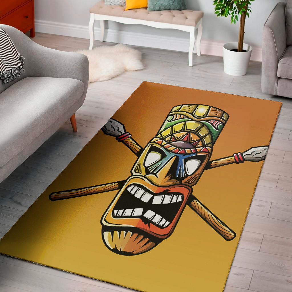 tiki totem print area rug floor decor 4748