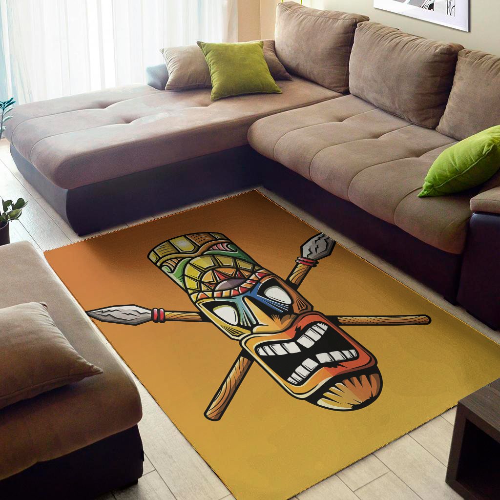 tiki totem print area rug floor decor 7134