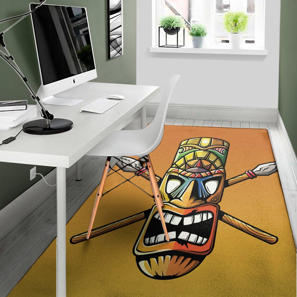 tiki totem print area rug floor decor 8476