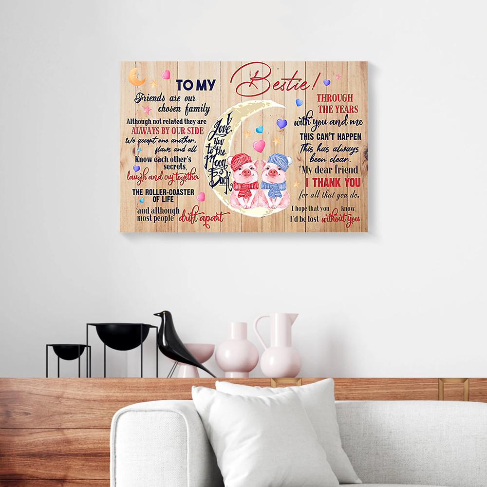 to my bestie id be lost without you pig couple canvas prints wall art decor 8003