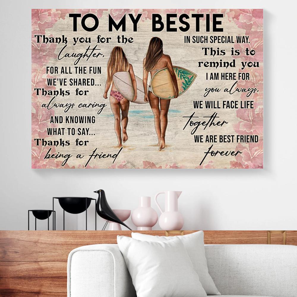 to my bestie surfing friend horizontal canvas prints wall art decor 1997
