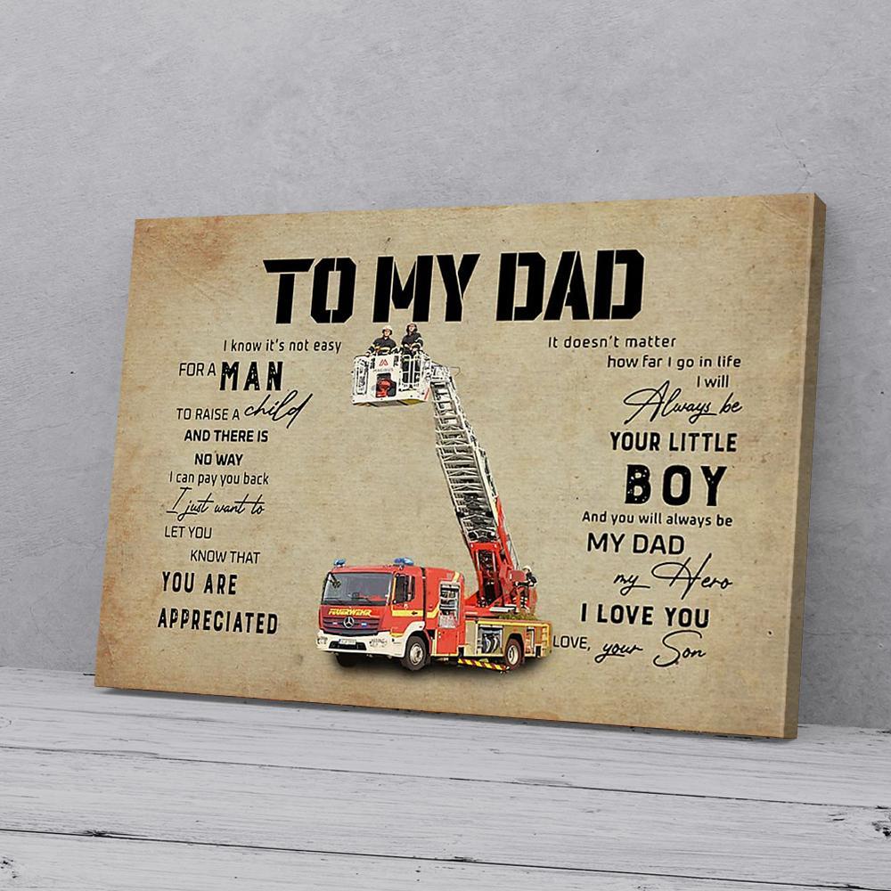 to my dad firefighter son fathers day gift horizontal canvas prints wall art decor 1649