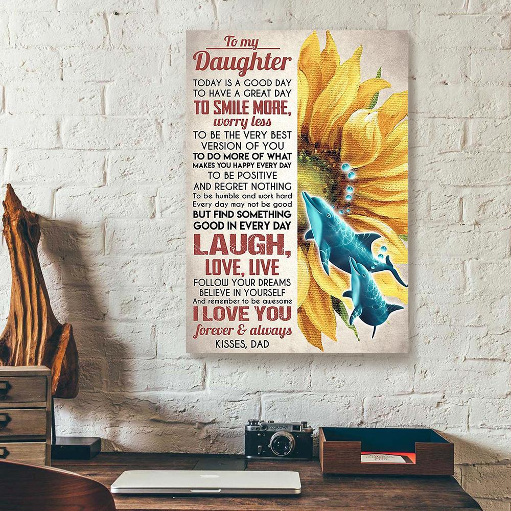 to my daughter dad dolphin canvas prints wall art decor 2515