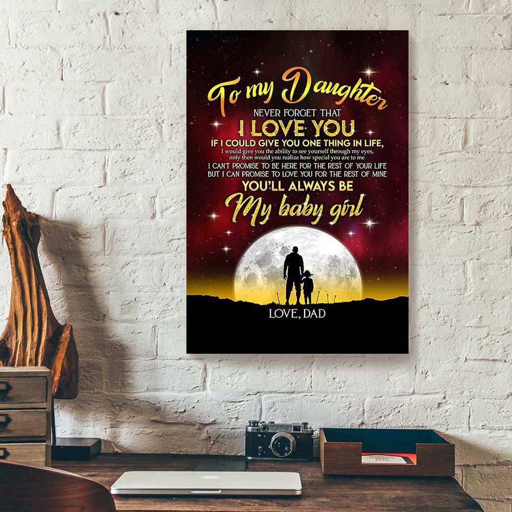 to my daughter dad moon canvas prints wall art decor 2578