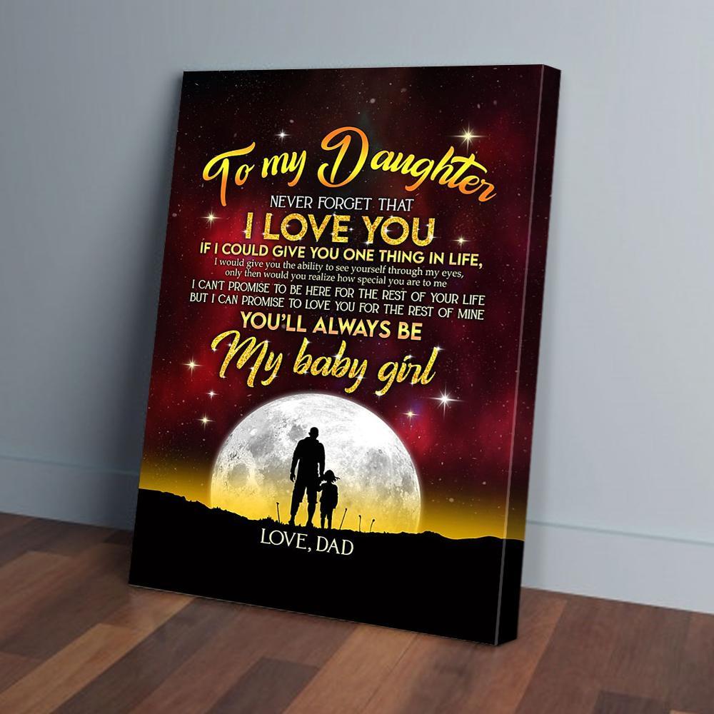 to my daughter dad moon canvas prints wall art decor 6100