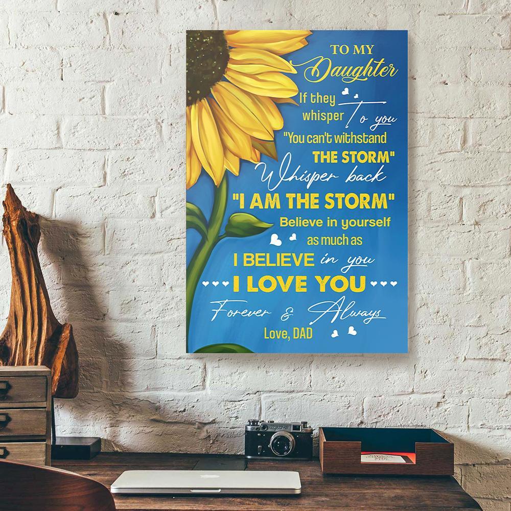 to my daughter dad sunflower canvas prints wall art decor 6661