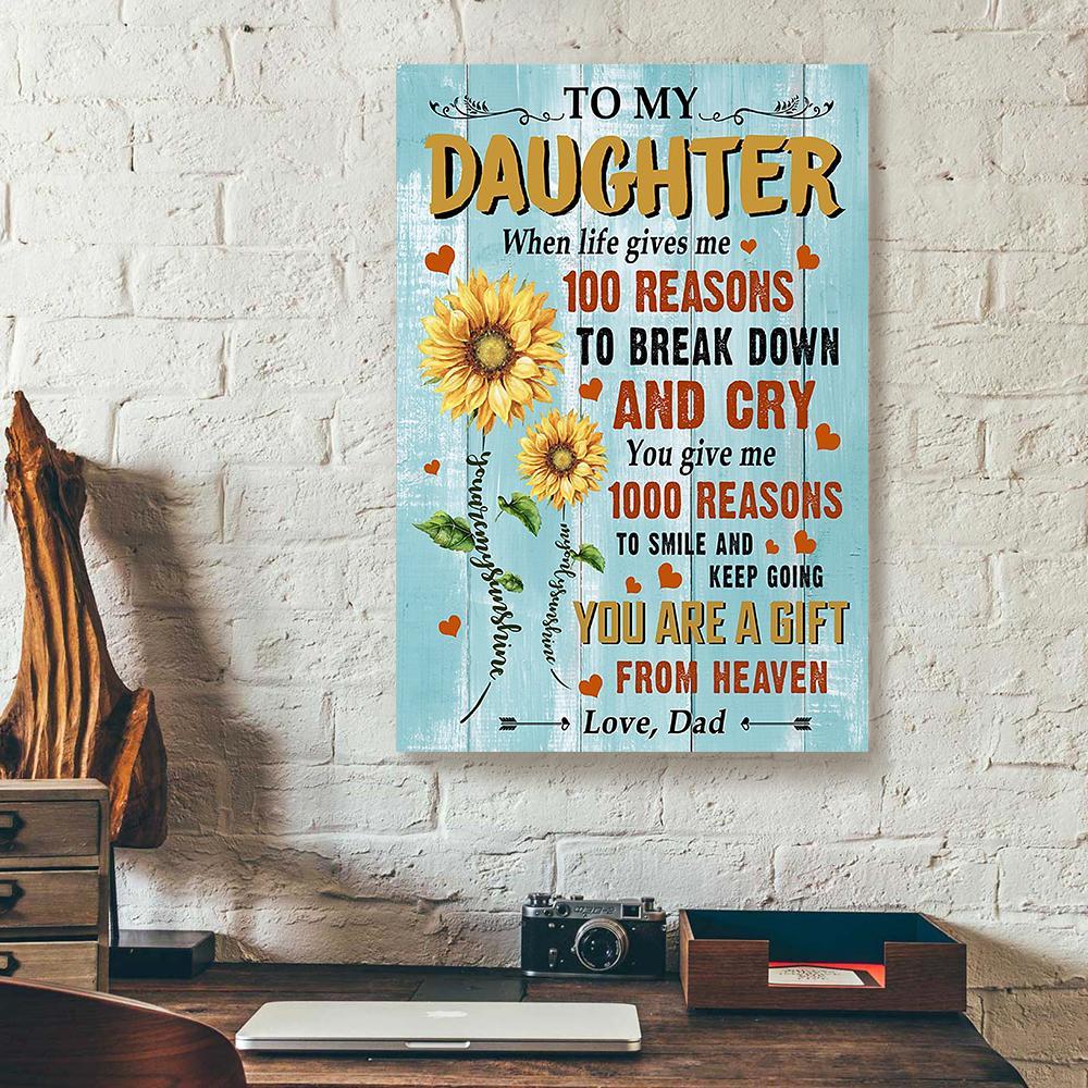 To My Daughter Dad Sunflower Canvas Prints - Wall Art Decor to my daughter dad sunflower canvas prints wall art decor 8377