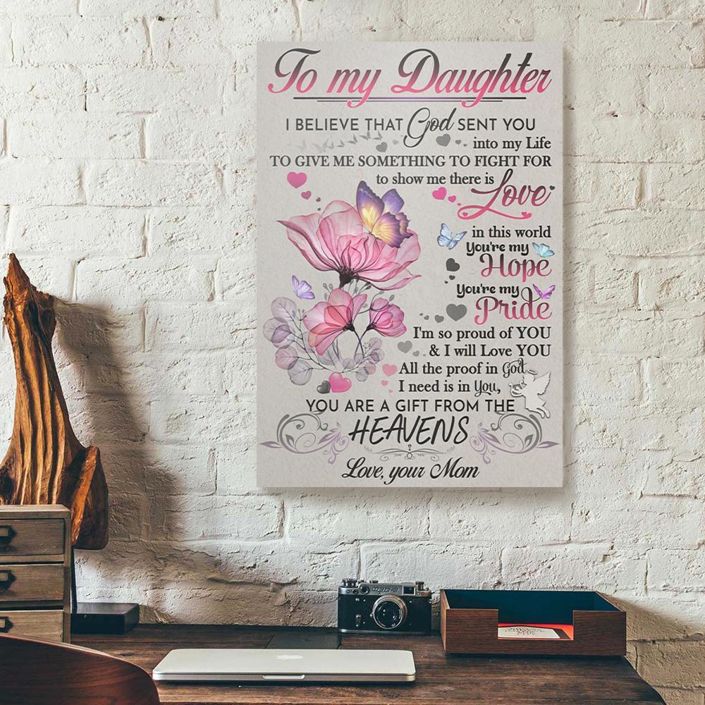 to my daughter mom butterfly canvas prints wall art decor 4757