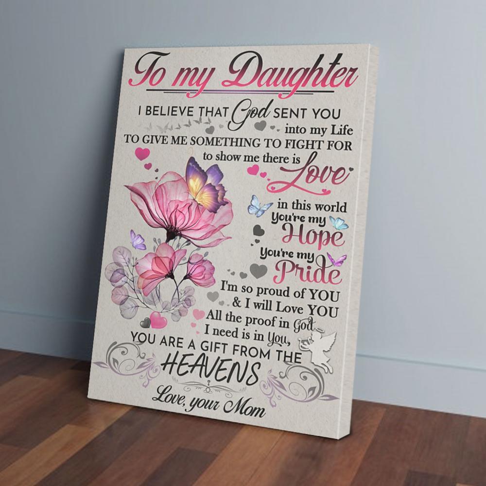 to my daughter mom butterfly canvas prints wall art decor 5210