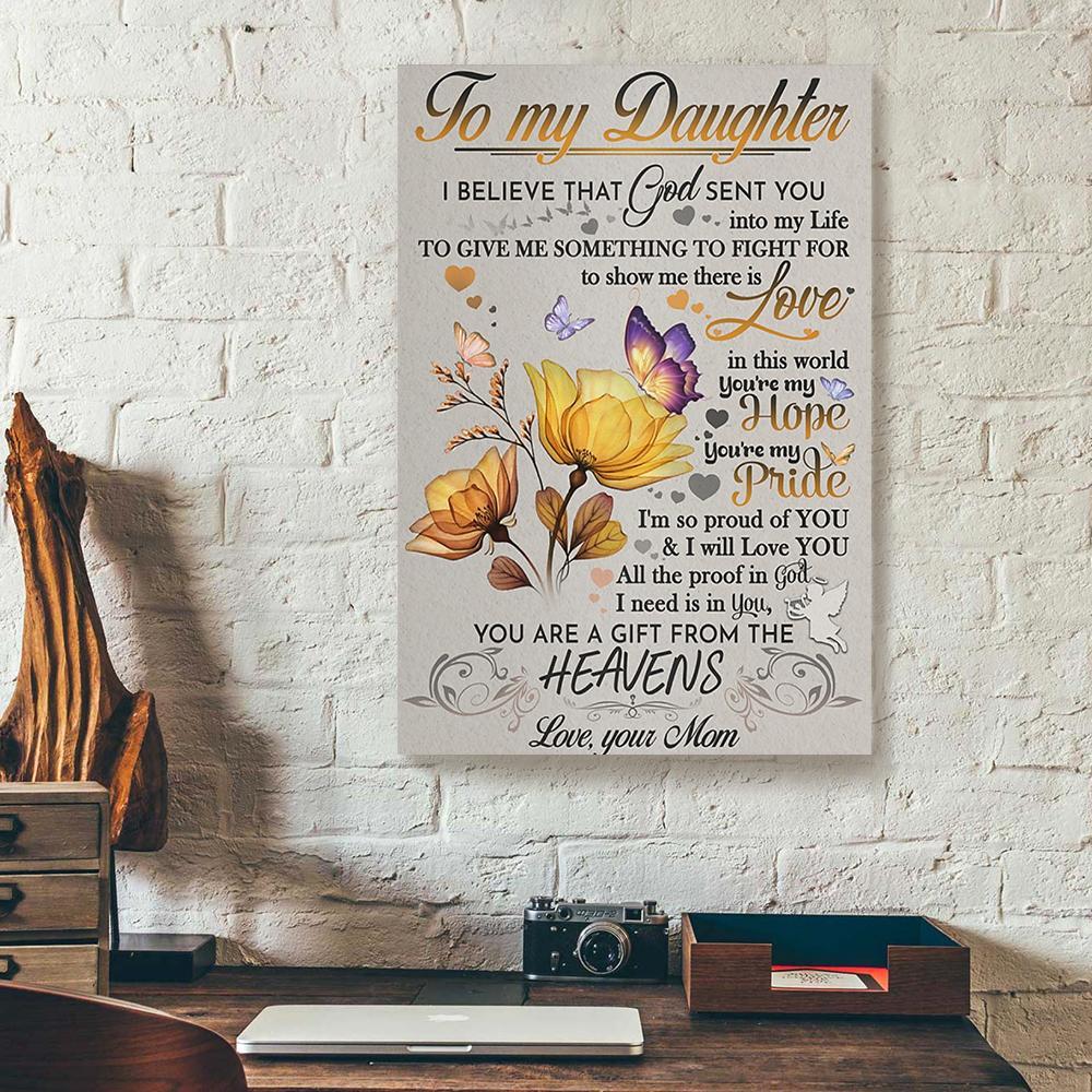 to my daughter mom butterfly canvas prints wall art decor 6685
