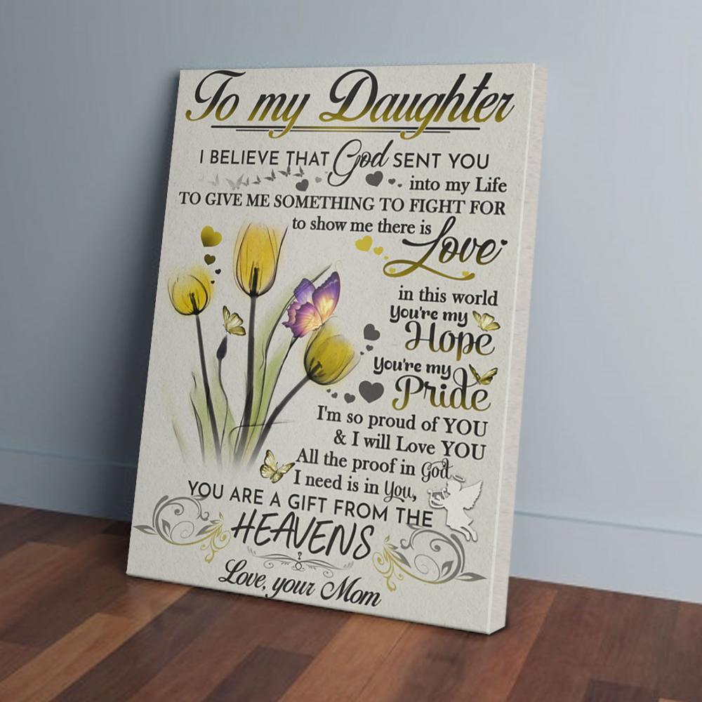 to my daughter mom butterfly canvas prints wall art decor 7822
