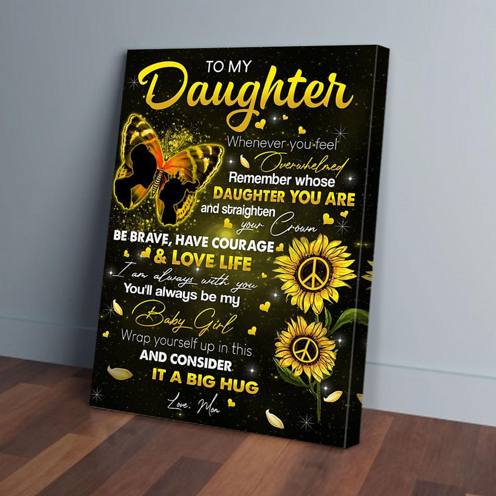 to my daughter mom sunflower butterfly canvas prints wall art decor 6557