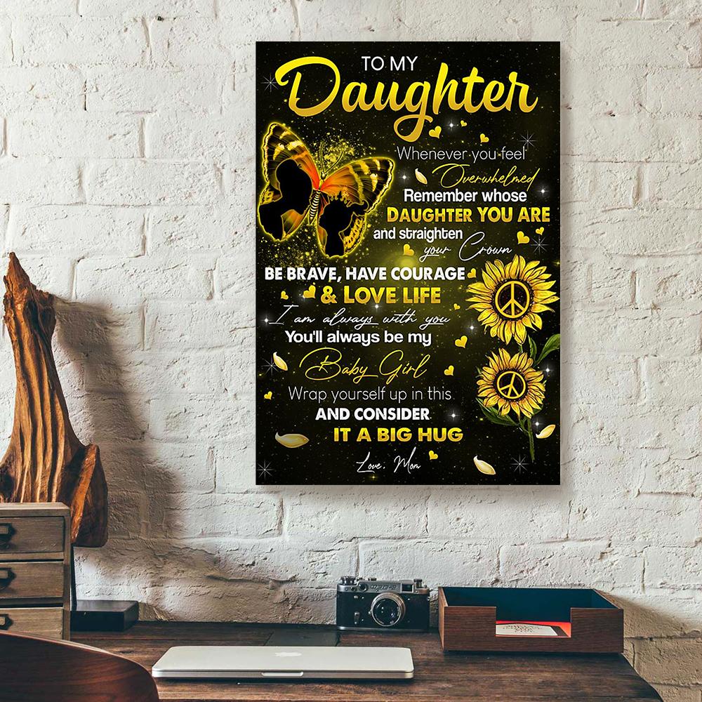 to my daughter mom sunflower butterfly canvas prints wall art decor 7979