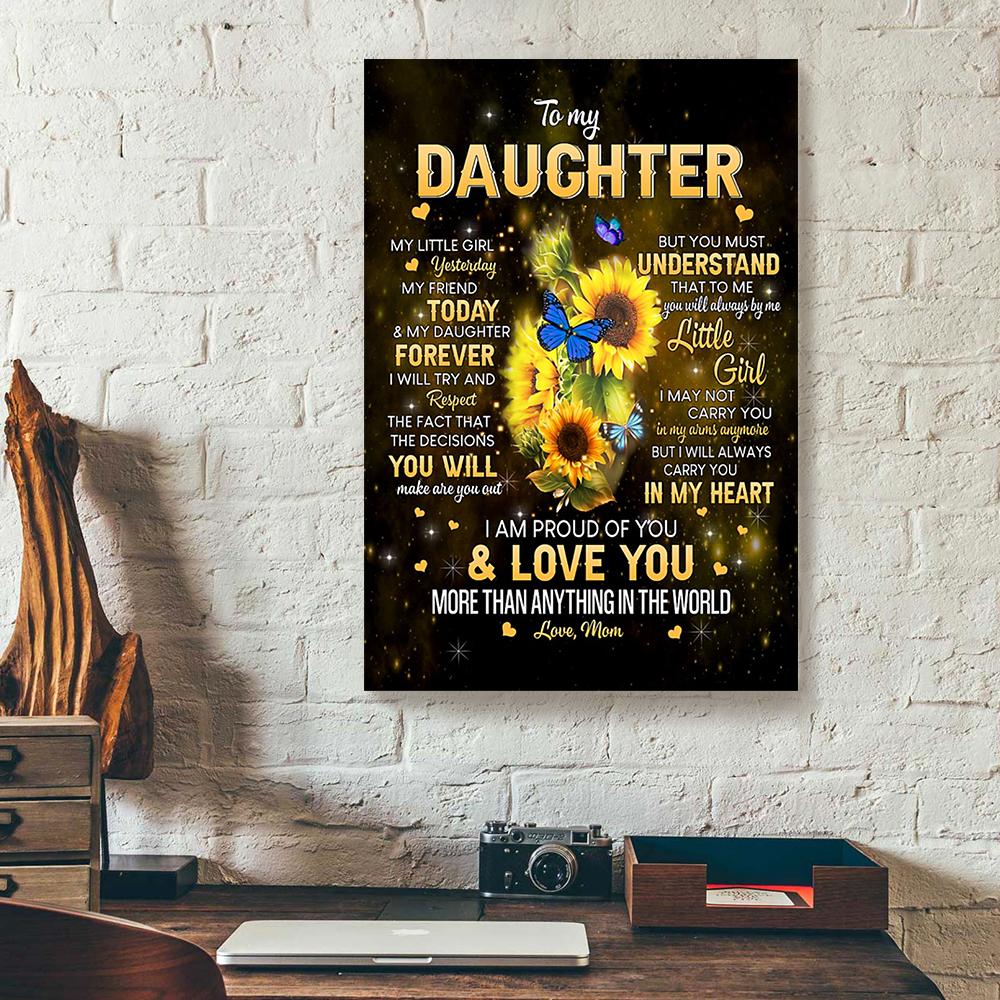 to my daughter my little girl yesterday mom sunflower canvas prints wall art decor 3469