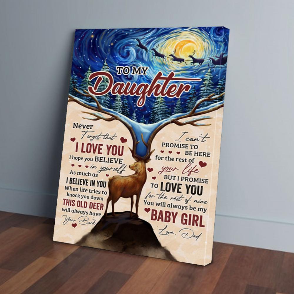 to my daughter never forget that i love you dad deer canvas prints wall art decor 4362