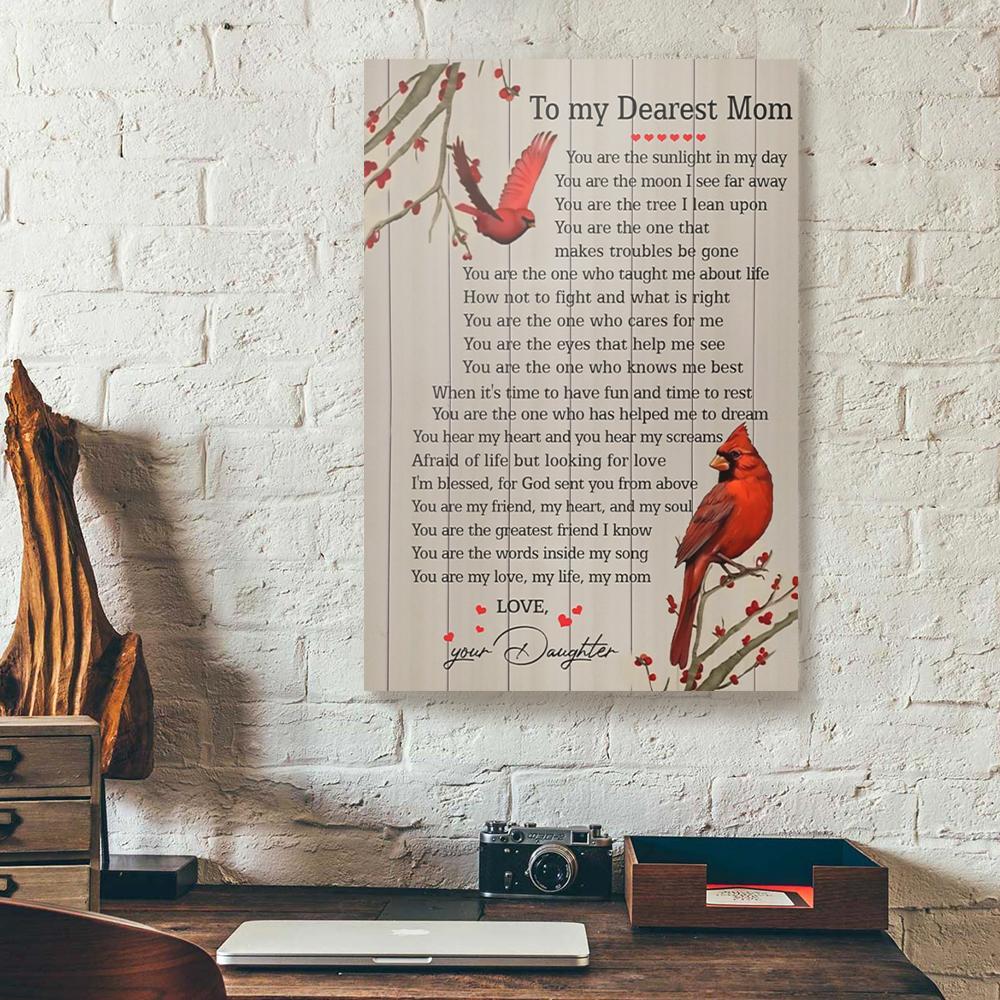 to my dearest mom cardinal canvas prints wall art decor 7971