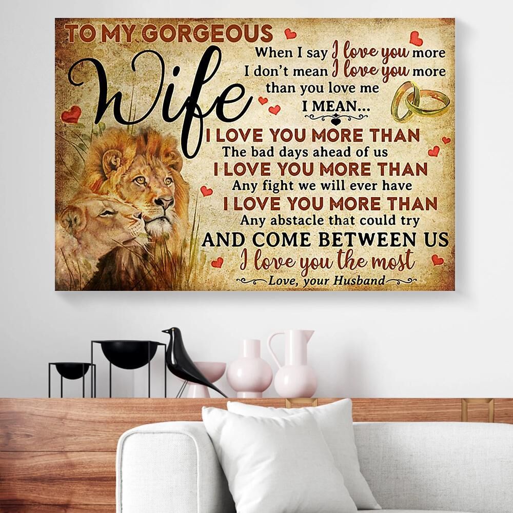 To My Gorgeous Wife Husband Lion Love Canvas Prints - Wall Art Decor to my gorgeous wife husband lion love canvas prints wall art decor 3804