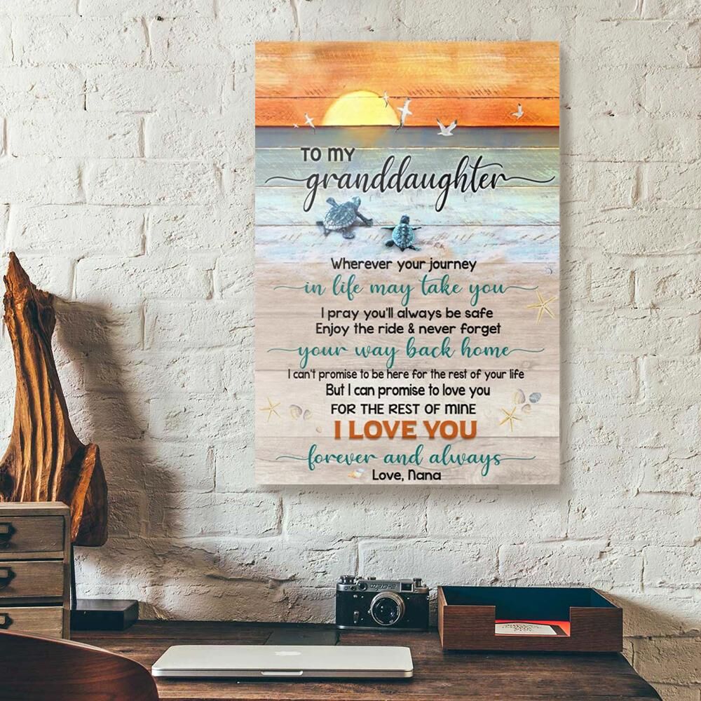 To My Granddaughter I Love You Nana Turtle Sea On Sunset Canvas to my granddaughter i love you nana turtle sea on sunset canvas 8105