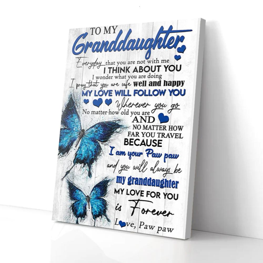 to my granddaughter paw paw butterfly canvas prints wall art decor 8194