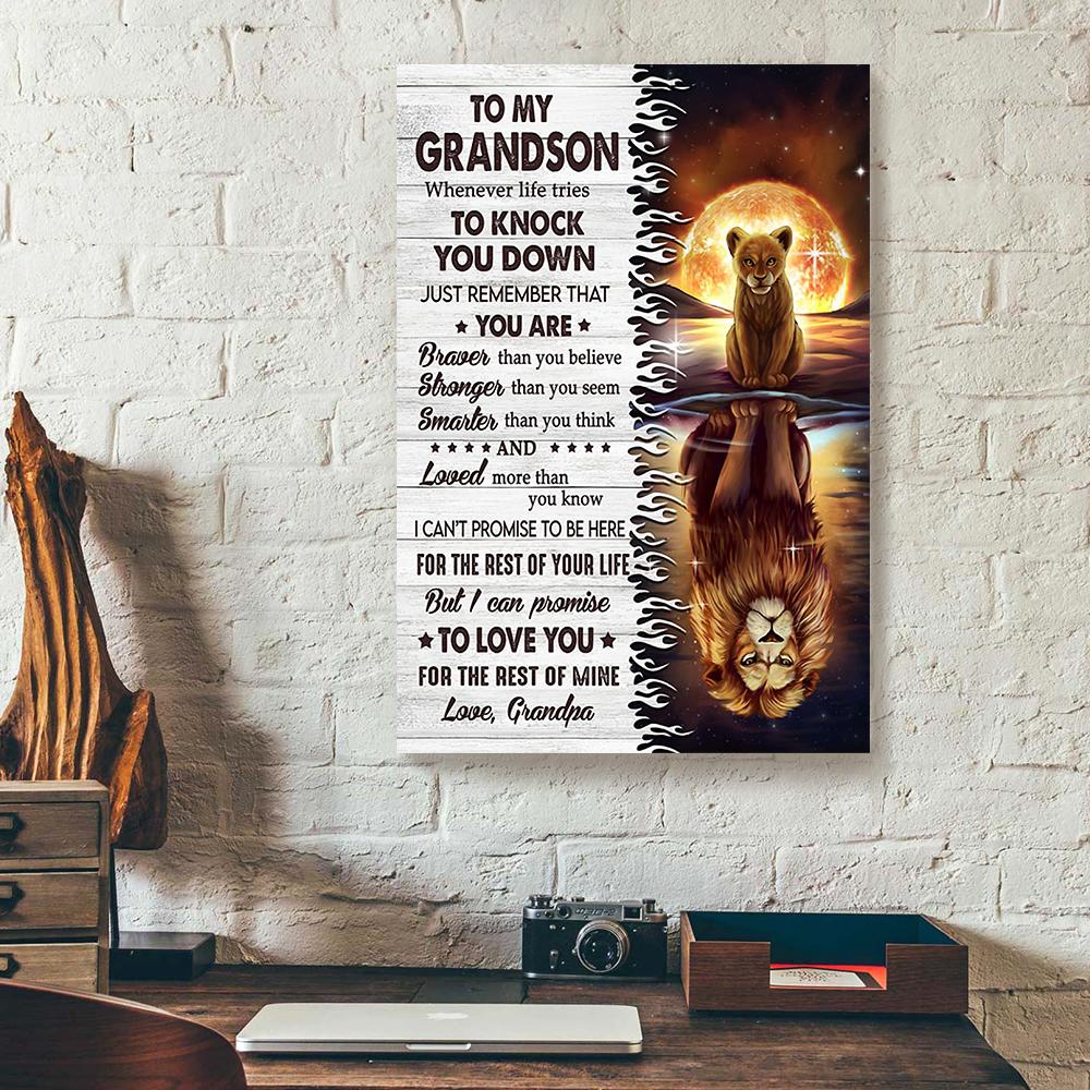 To My Grandson Grandpa Lion Canvas Prints - Wall Art Decor to my grandson grandpa lion canvas prints wall art decor 1039
