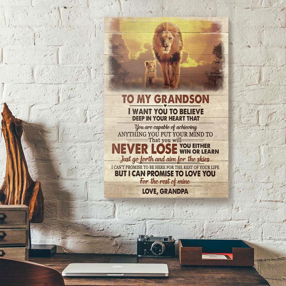 to my grandson grandpa lion canvas prints wall art decor 3725