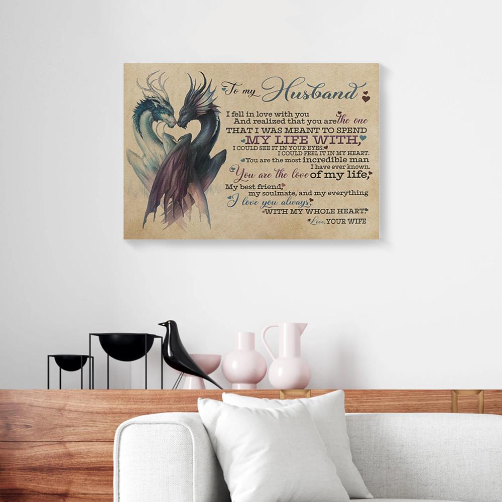 to my husband dragon couple wife canvas prints wall art decor 5271