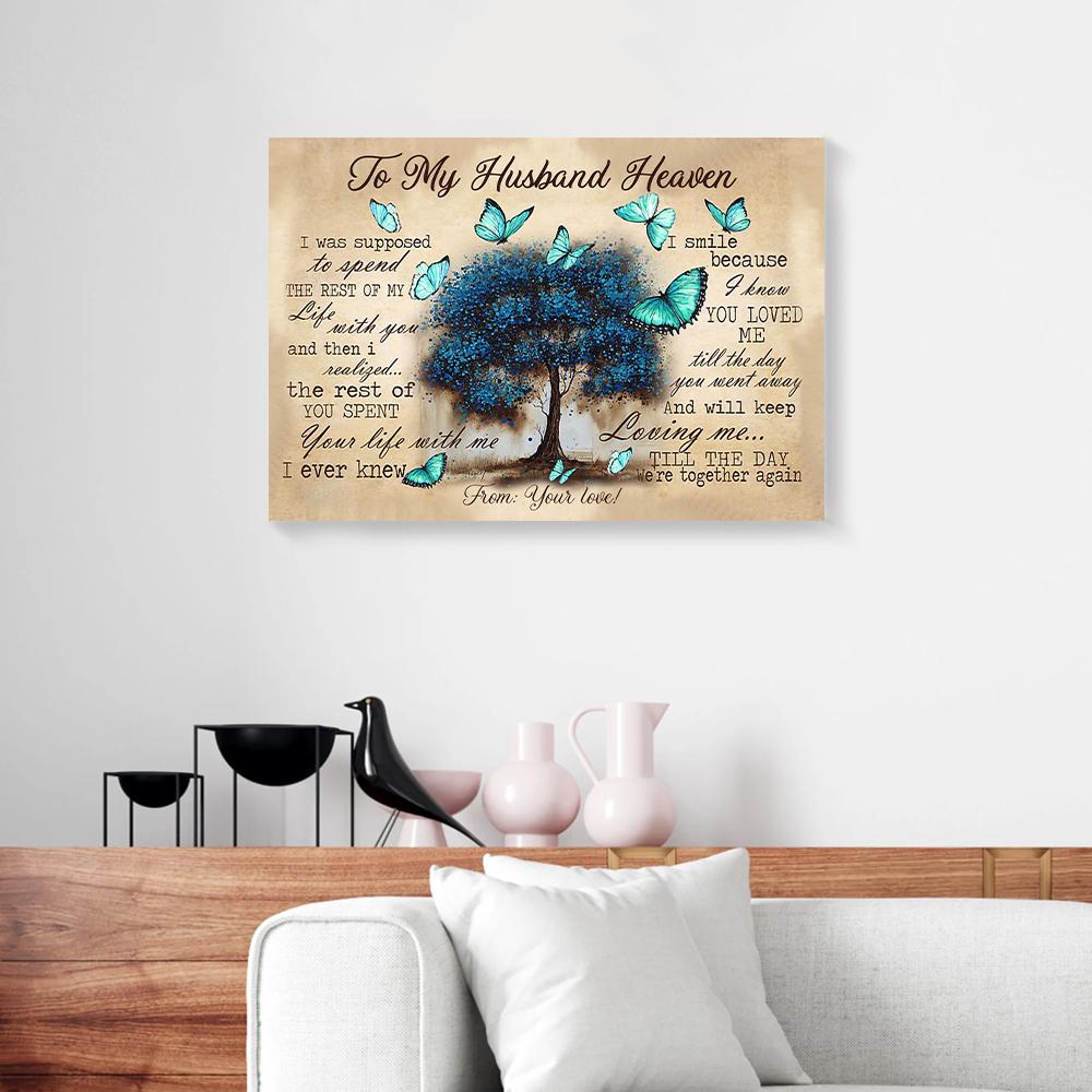 To My Husband Heaven Butterfly Canvas Prints - Wall Art Decor to my husband heaven butterfly canvas prints wall art decor 5653