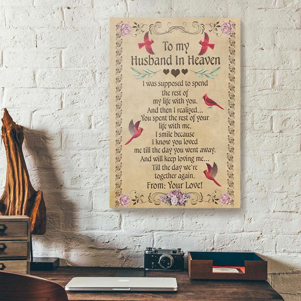 to my husband in heaven cardinal canvas prints wall art decor 1918