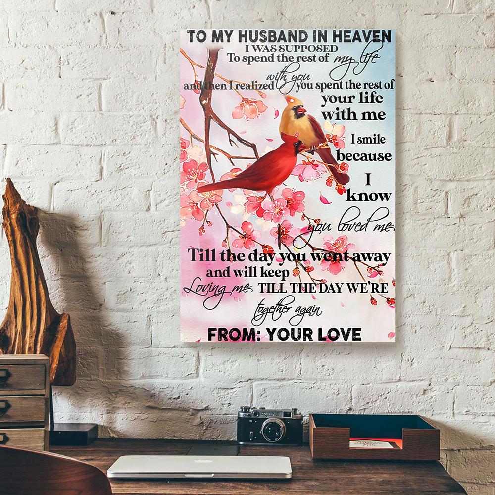 to my husband in heaven cherry bomb cardinal couple canvas prints wall art decor 4242