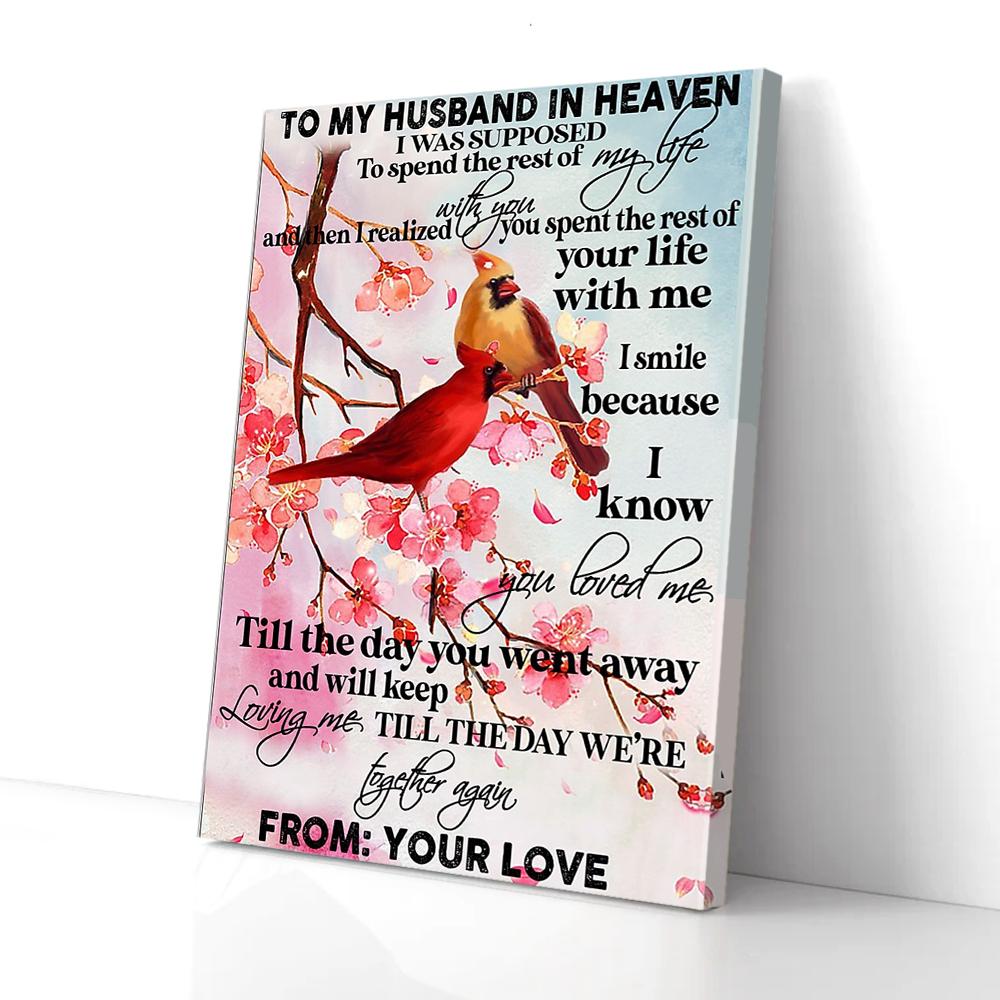 to my husband in heaven cherry bomb cardinal couple canvas prints wall art decor 8712