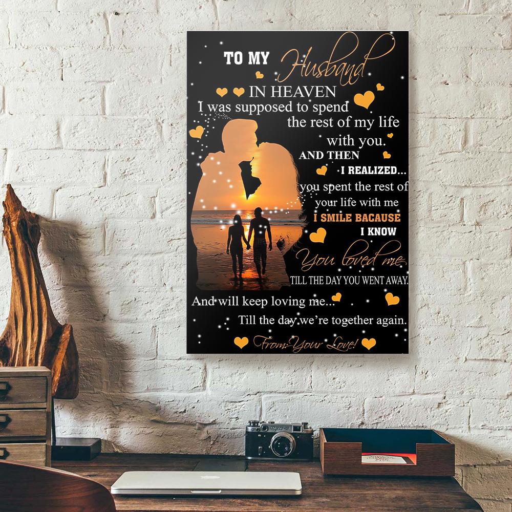 To My Husband In Heaven Couple Love On Beach Canvas Prints - Wall Art Decor to my husband in heaven couple love on beach canvas prints wall art decor 4909