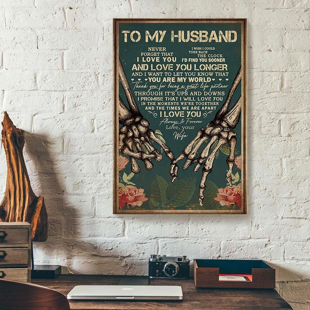to my husband never forget that i love you skull couple gift from wife canvas prints wall art decor 6726