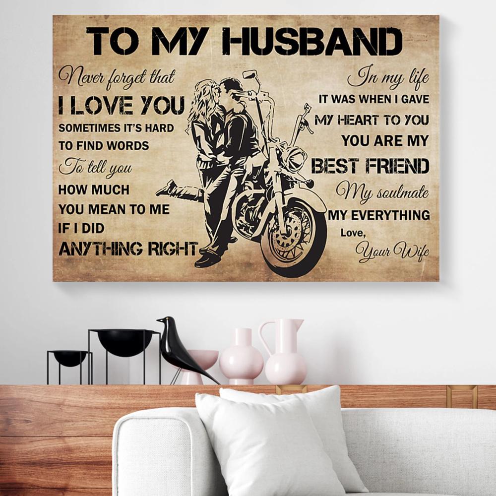 To My Husband Wife Motorcycle Canvas Prints - Wall Art Decor to my husband wife motorcycle canvas prints wall art decor 2095