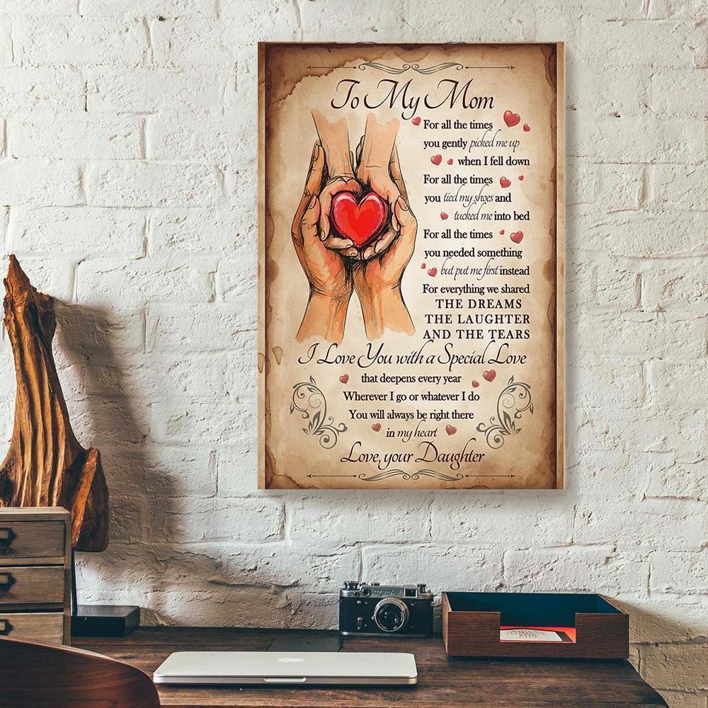 to my mom daughter heart canvas prints wall art decor 8789