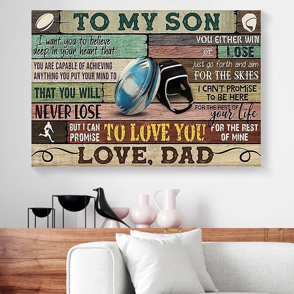 to my son dad rugby canvas prints wall art decor 3462