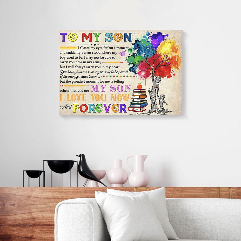 To My Son I Love You Forever Rainbow Tree Mom Canvas Prints - Wall Art Decor to my son i love you forever rainbow tree mom canvas prints wall art decor 8355