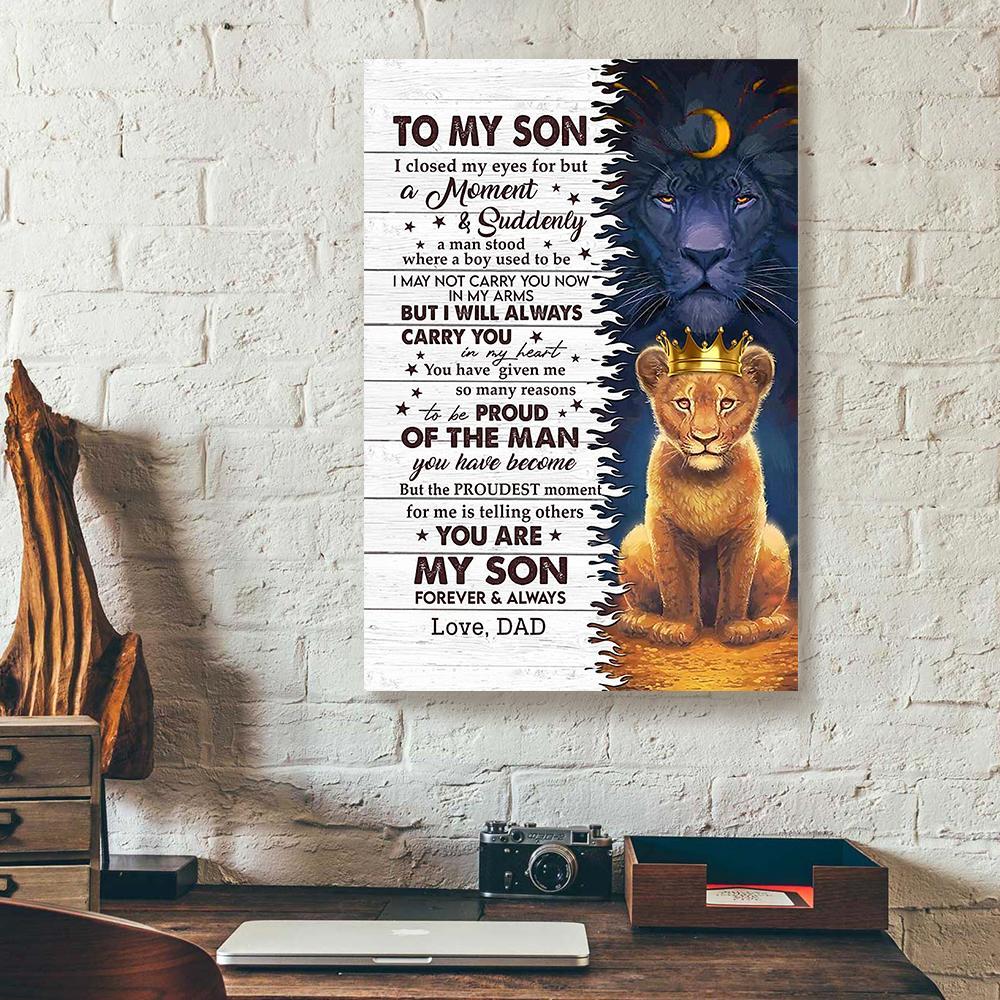 to my son lion dad vertical canvas prints wall art decor 2888